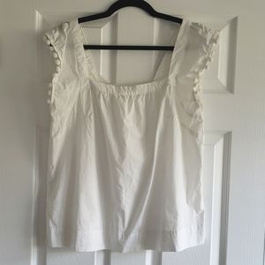 J Crew white pom-pom top sz 10